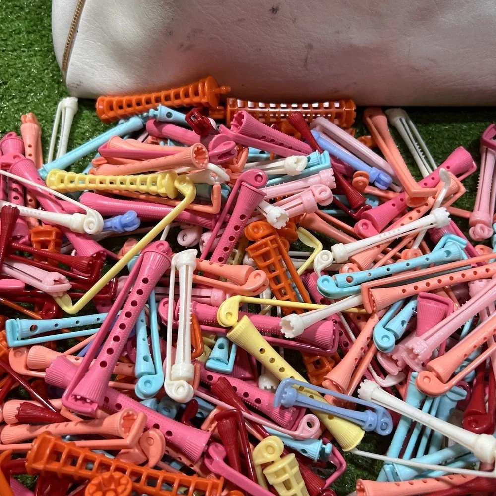 200+Vintage Variety Swing Arm Permanent Wave Rods, Papers, Toni W/ Leather Bag